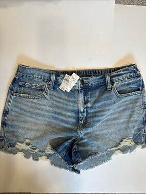 Aerie Distressed Light Blue Denim Women’s Shorts with Stretchy Waistband